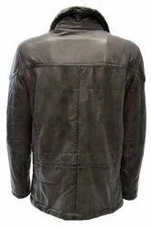 Zimmert Lederjacke Side Grau/Schwarz/Braun/Cognac