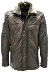 Zimmert Lederjacke Side Grau/Schwarz/Braun/Cognac