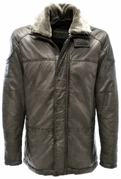 Lederjacke Side Weiches Leder, Grau, Schwarz Braun Cognac, Winterjacke