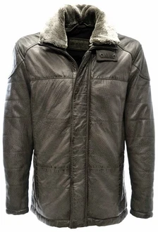 Zimmert Lederjacke Side Grau/Schwarz/Braun/Cognac
