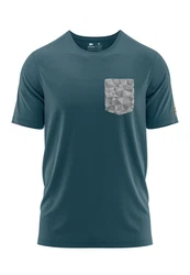 FORSBERG T-Shirt mit Brusttasche Design Grau/Dunkelgrün/Türkis/Dunkelblau