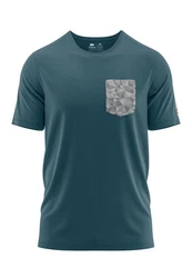 FORSBERG T-Shirt mit Brusttasche Design Grau/Dunkelgrün/Türkis/Dunkelblau