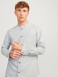 JACK & JONES Hemd JJEBand Komfort Fit Freizeithemd Grau/Hellgrau