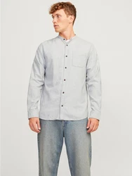 JACK & JONES Hemd JJEBand Komfort Fit Freizeithemd Grau/Hellgrau