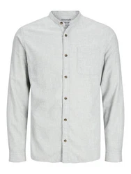 JACK & JONES Hemd JJEBand Komfort Fit Freizeithemd Grau/Hellgrau