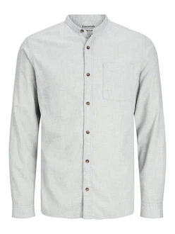 JACK & JONES Hemd JJEBand Komfort Fit Freizeithemd Grau/Hellgrau