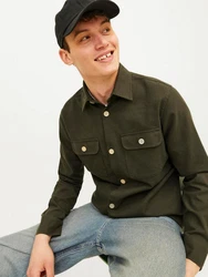 Jack & Jones Langarmhemd JJEDARREN Dunkelgrün/Grün/Khaki