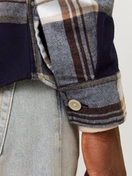 Jack & Jones Langarmhemd JJEDARREN navy/braun/weiß