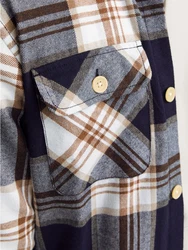 Jack & Jones Langarmhemd JJEDARREN navy/braun/weiß