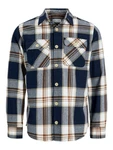 Jack & Jones Langarmhemd JJEDARREN navy/braun/weiß