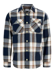 Jack & Jones Langarmhemd JJEDARREN navy/braun/weiß