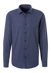 H.I.S Langarmhemd Regular Fit mit Haifischkragen Dunkelblau/Blau/Hellblau