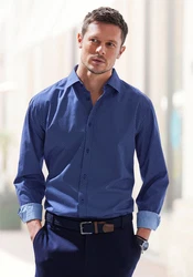 H.I.S Langarmhemd Regular Fit mit Haifischkragen Dunkelblau/Blau/Hellblau