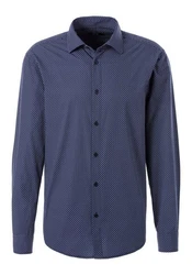 H.I.S Langarmhemd Regular Fit mit Haifischkragen Dunkelblau/Blau/Hellblau