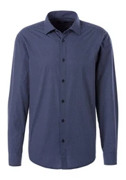Langarmhemd Regular fit mit Haifischkragen und allover Print aus reiner Baumwolle