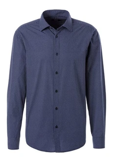 H.I.S Langarmhemd Regular Fit mit Haifischkragen Dunkelblau/Blau/Hellblau