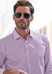 H.I.S Langarmhemd Regular Fit mit Haifischkragen Rosa/Rot/Lila