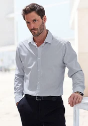 H.I.S Langarmhemd Regular Fit mit Haifischkragen Grau/Grün