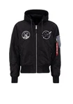 Alpha Industries Bomberjacke MA-1 VF Hood Schwarz/Grau/Blau