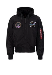 Alpha Industries Bomberjacke MA-1 VF Hood Schwarz/Dunkelgrau/Dunkelblau