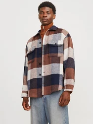 Jack & Jones Langarmshirt Hemd Braun/Beige/Creme/Hellblau