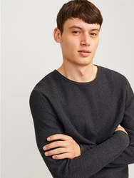 Jack & Jones Rundhalspullover JJECooper Knit Crew Neck Dunkelgrau/Grau