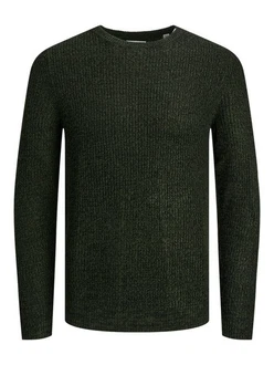 Jack & Jones Rundhalspullover JJELEWIS KNIT CREW NECK SN grnmeliert Jack & Jones Rundhalspullover JJELEWIS KNIT CREW NECK SN grnmeliert