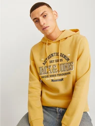Jack & Jones Kapuzensweatshirt JJELOGO SWEAT HOOD 2 marine/safran/weiß