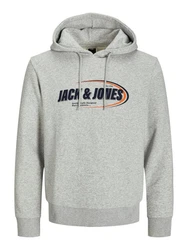 Jack & Jones Kapuzensweatshirt JCORAY BRANDING SWEAT HOOD FST Grau/Hellgrau/Silber/Schwarz
