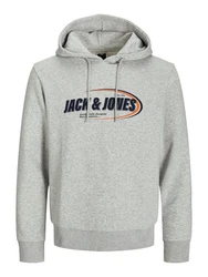 Jack & Jones Kapuzensweatshirt JCORAY BRANDING SWEAT HOOD FST Grau/Hellgrau/Silber/Schwarz