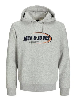 Jack & Jones Kapuzensweatshirt JCORAY BRANDING SWEAT HOOD FST Grau/Hellgrau/Silber/Schwarz