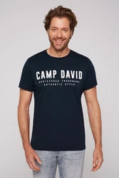 CAMP DAVID T-Shirt mit Logo Print Dunkelblau