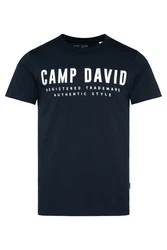 CAMP DAVID T-Shirt mit Logo Print Dunkelblau