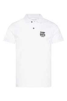 CAMP DAVID Poloshirt 'SO:UL' Weiß/Grau/Dunkelblau
