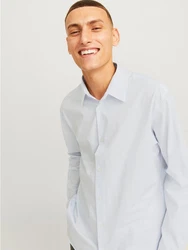 Jack & Jones Langarmhemd JPRBLABUSHWICK STANLEY Hellblau/Blau