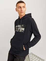 Jack & Jones Kapuzensweatshirt JCOOUTDOOR LOGO SWEAT HOOD SN Dunkelgrün/Schwarz
