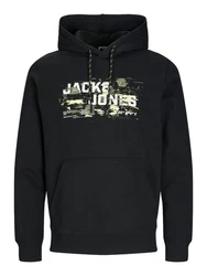 Jack & Jones Kapuzensweatshirt JCOOUTDOOR LOGO SWEAT HOOD SN Dunkelgrün/Schwarz
