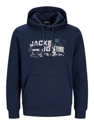 Jack & Jones Kapuzensweatshirt JCOOUTDOOR LOGO SWEAT HOOD SN Dunkelblau/Blau