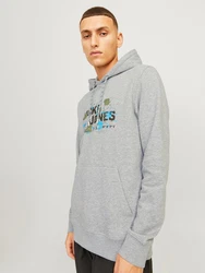 Jack & Jones Kapuzensweatshirt JCOOUTDOOR LOGO SWEAT HOOD SN Hellblau/Grau