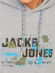 Jack & Jones Kapuzensweatshirt JCOOUTDOOR LOGO SWEAT HOOD SN Hellblau/Grau