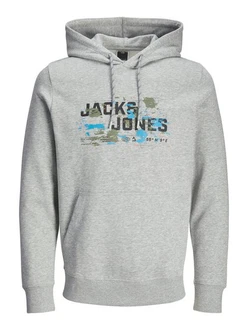 Jack & Jones Kapuzensweatshirt JCOOUTDOOR LOGO SWEAT HOOD SN Hellblau/Grau