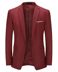 Allthemen Anzugsakko klassisches Design Rot/Dunkelrot/Bordeaux