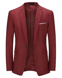 Allthemen Anzugsakko klassisches Design Rot/Dunkelrot/Bordeaux