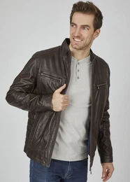 Lederjacke BUFIDELIO mit Ziernhten und Reiverschlusstaschen