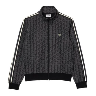 Lacoste Sweatjacke Monogram Sweatjacket Dunkelgrau/Schwarz/Grau