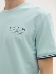 TOM TAILOR T-Shirt mit Logo Print Blau/Grün/Hellgrün/Hellblau