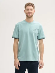 TOM TAILOR T-Shirt mit Logo Print Blau/Grün/Hellgrün/Hellblau