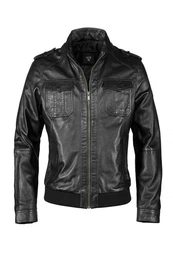 Lederjacke mit Stehkragen