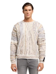 CARLO COLUCCI Rundhalspullover Di Palo Grau/Beige/Khaki