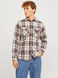 Jack & Jones Langarmhemd JJEDARREN rostbraun/mokka/schwarz